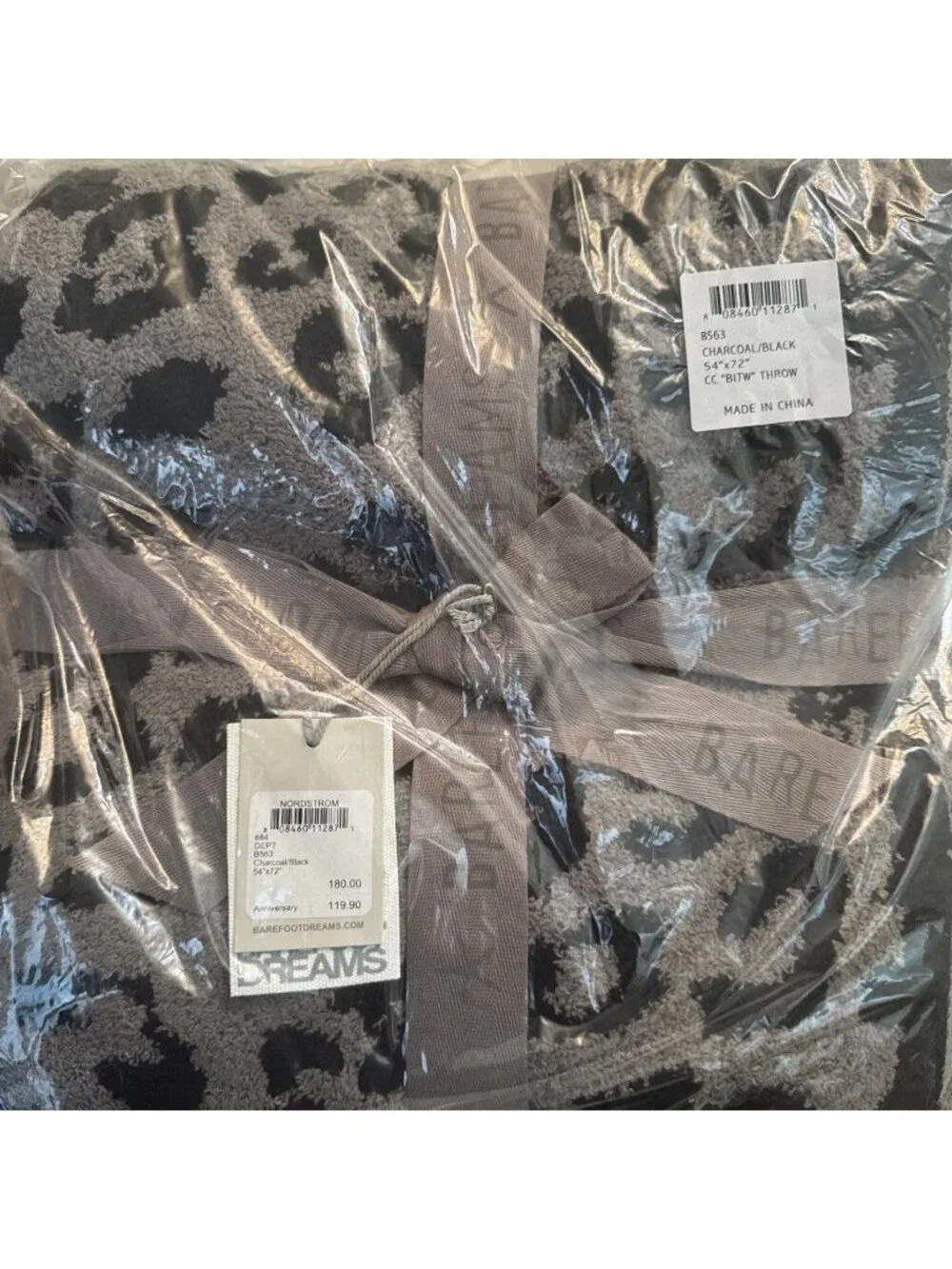 Barefoot Dreams The Cozy Chic Barefoot in the Wild Throw Charcoal Black 54x72